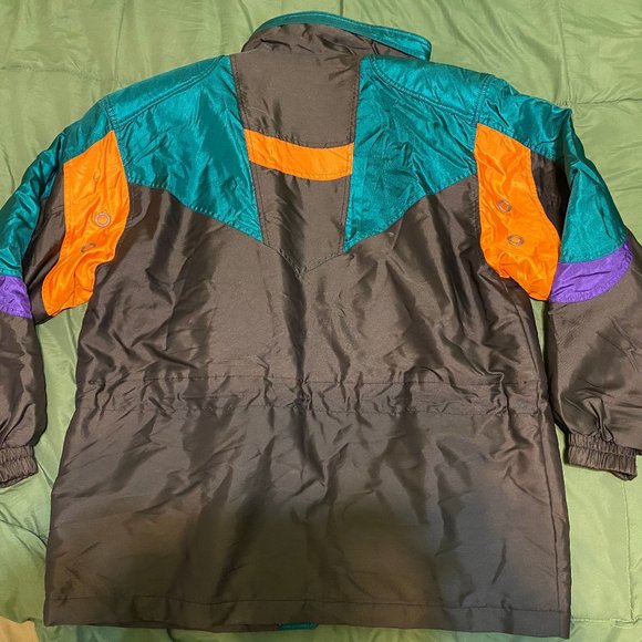 Vintage Descente Ski Jacket Coat Mens Size Large Teil Black Purple & Orange - Picture 5 of 11